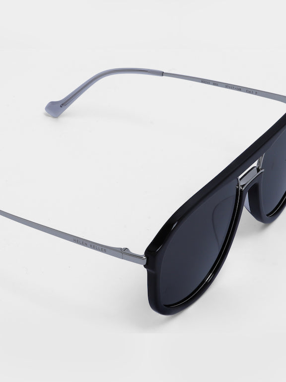 Full Rim Black Pilot Shaped Sunglasses for Men - (H2215H01)