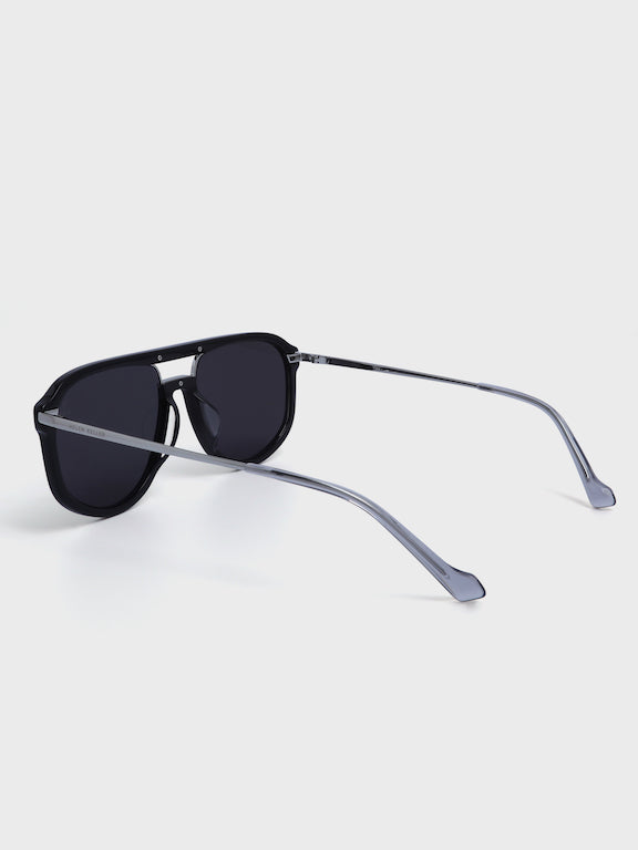 Full Rim Black Pilot Shaped Sunglasses for Men - (H2215H01)