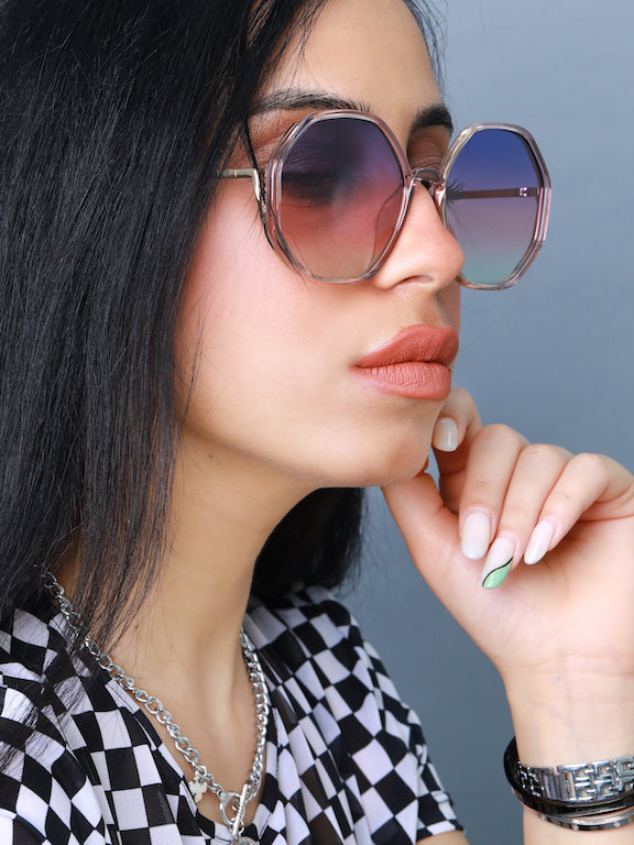 Full Rim Oversized Round Sunglasses for Women - (H2112N08)